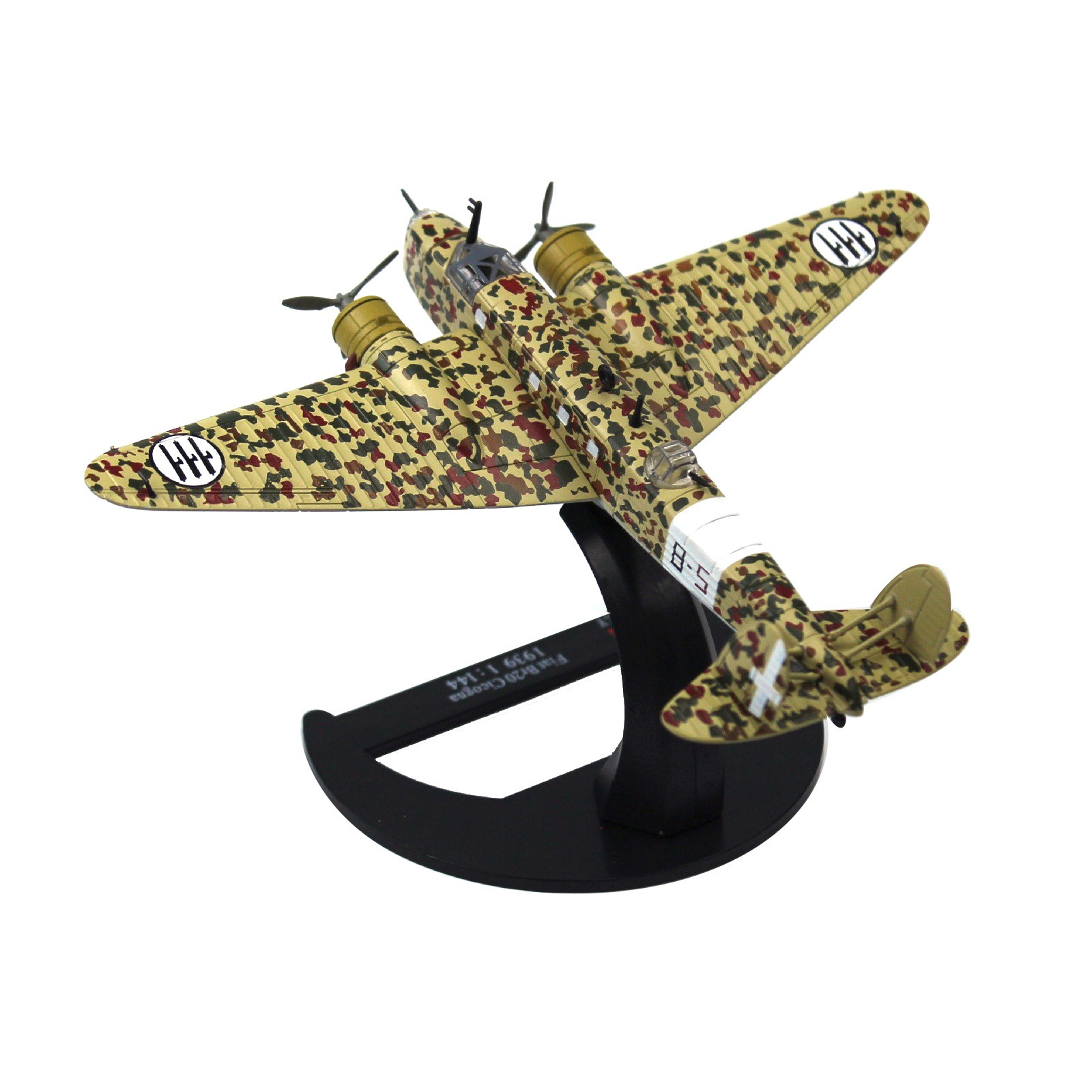 WWII Italian Fiat BR.20 Cicogna Bomber Diecast Model 1:144 Scale Alloy Display