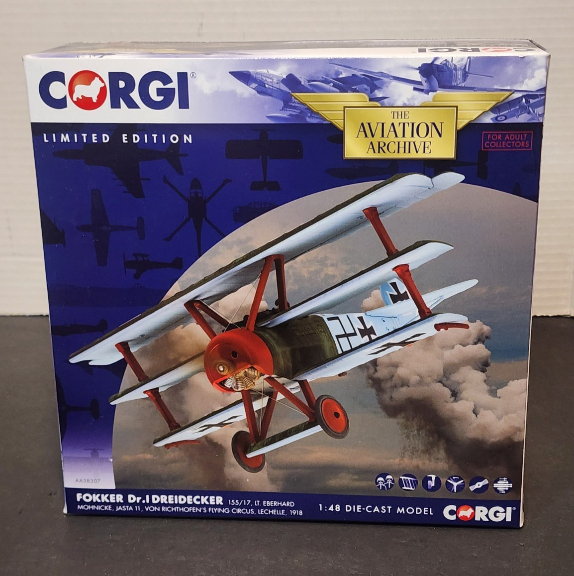 Corgi Aviation Archive 1:48 WWI Fokker Dr.I Jasta 11 Flying Circus AA38307 NIB
