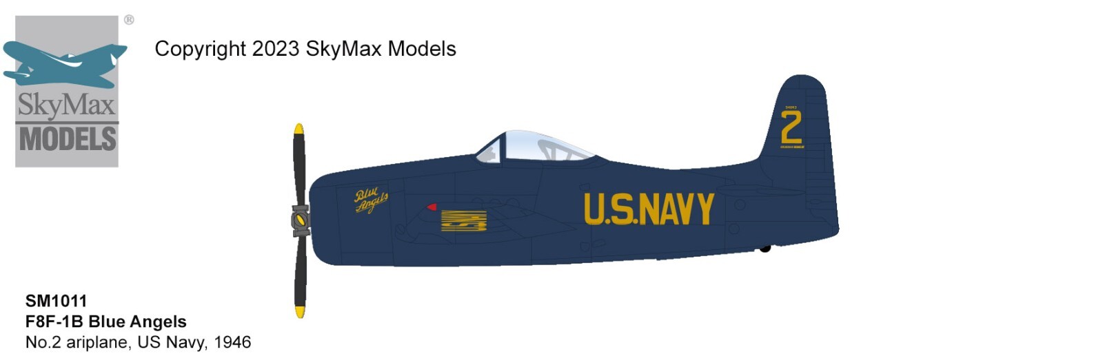 Skymax SM1011, F8F-1B Blue Angels No.2 ariplane, US Navy, 1946, 1:72