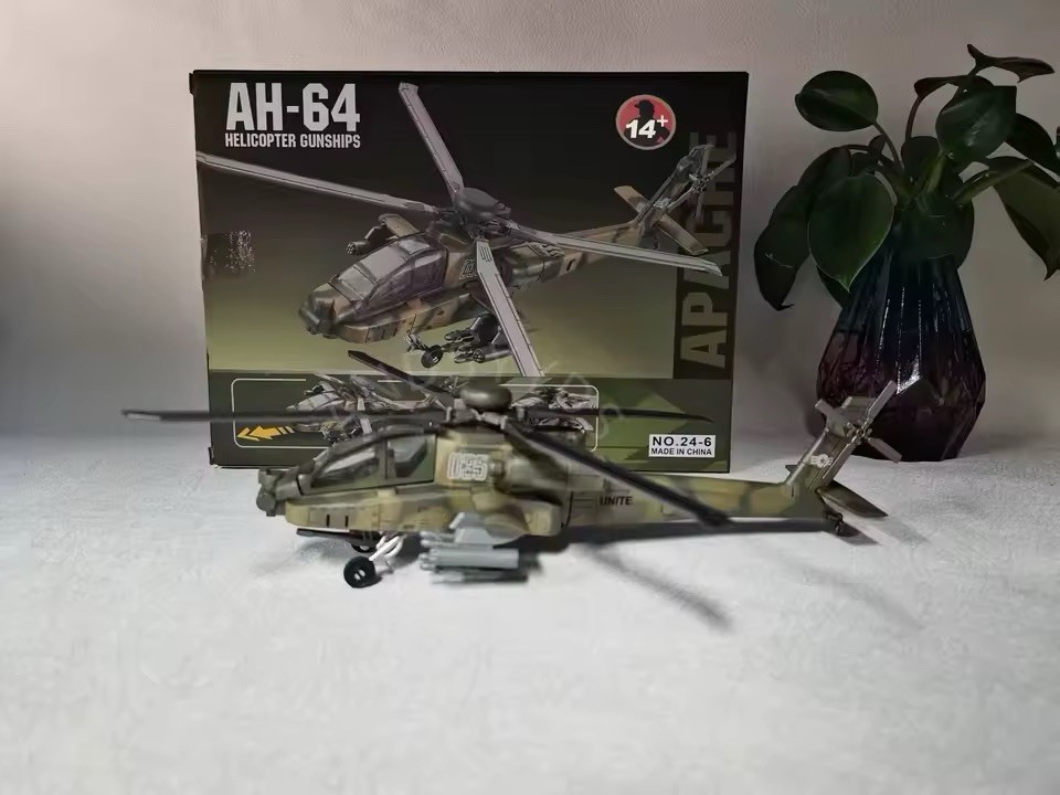 1:72 AH-64 Apache Helicopter Model Kit Military Toy Diecast ABS Building Blocks