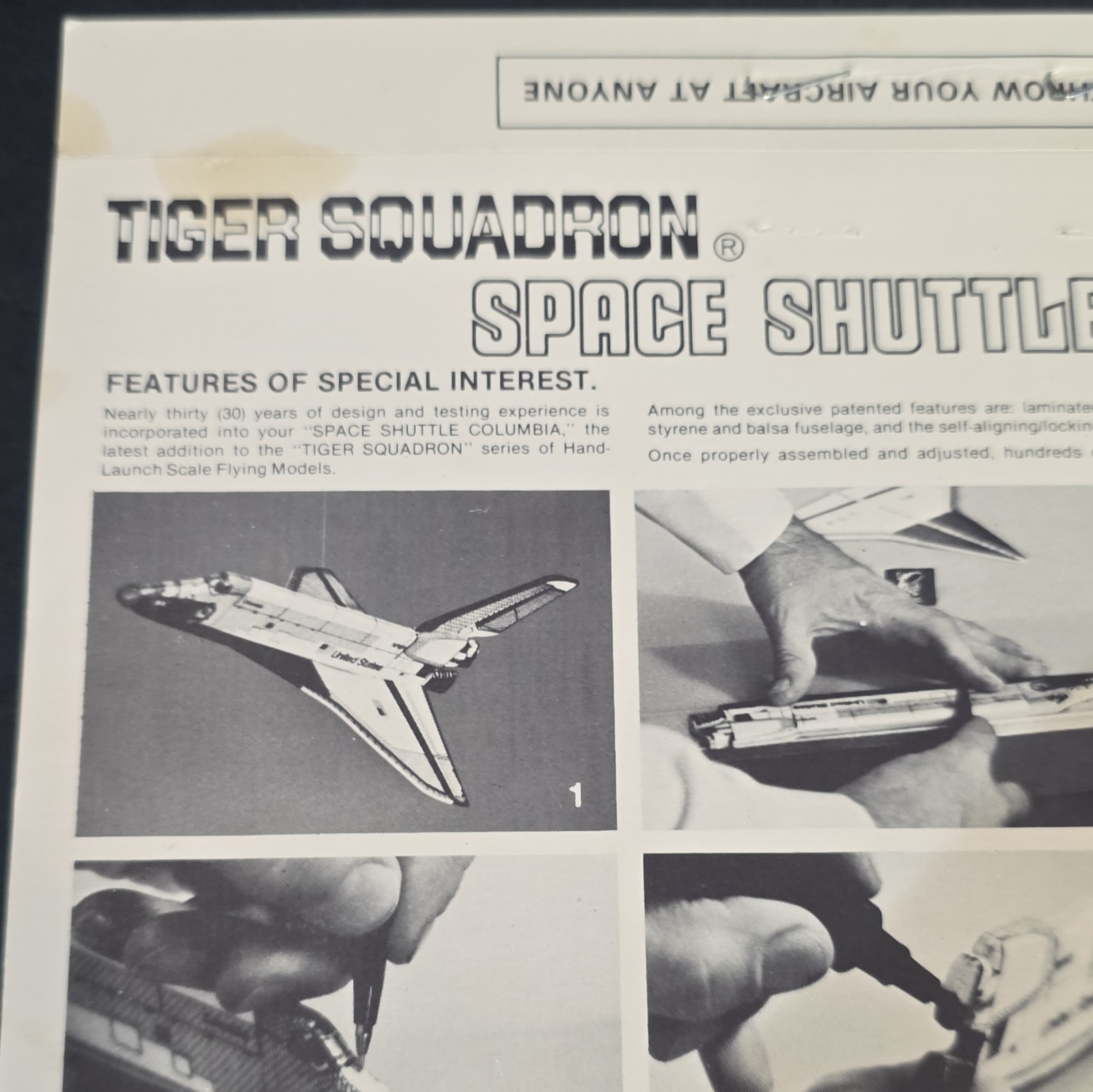 Tiger Space Shuttle Columbia NASA Hand Launch Flying Model White/Black