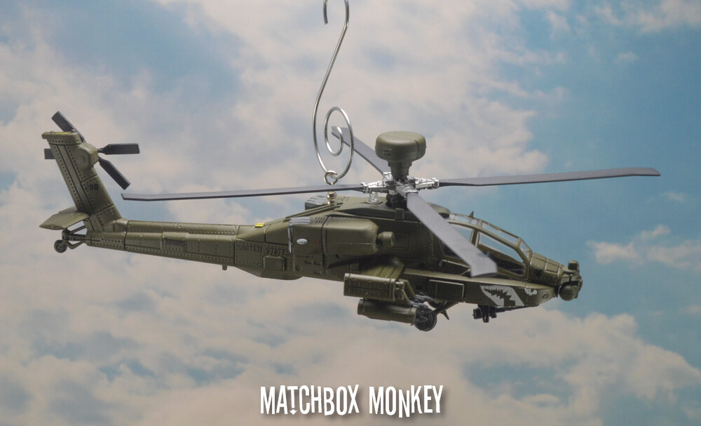 US Army Modern Boeing AH-64D Longbow Apache Helicopter Christmas Ornament USA