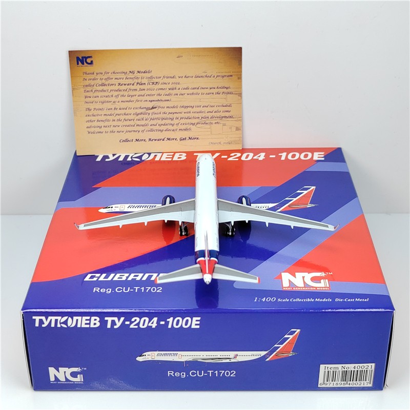 1:400 NG Models Cubana de Aviación Tu-204-100E Airplane Diecast Aircraft Model