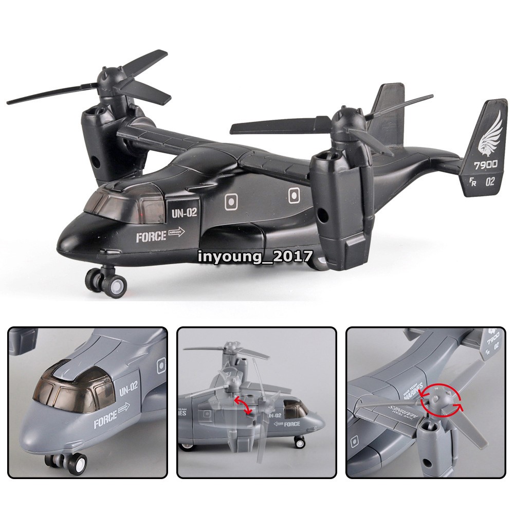 Boeing Bell V-22 Osprey Helicopter Model Diecast Military Airplane Toys Black
