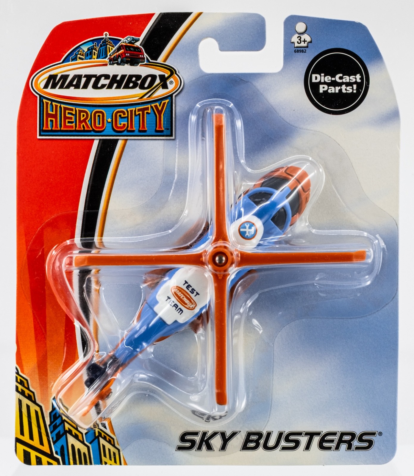 2004 Matchbox Sky Busters® #14 Mission Chopper BLUE | WHITE | ORANGE | FSC