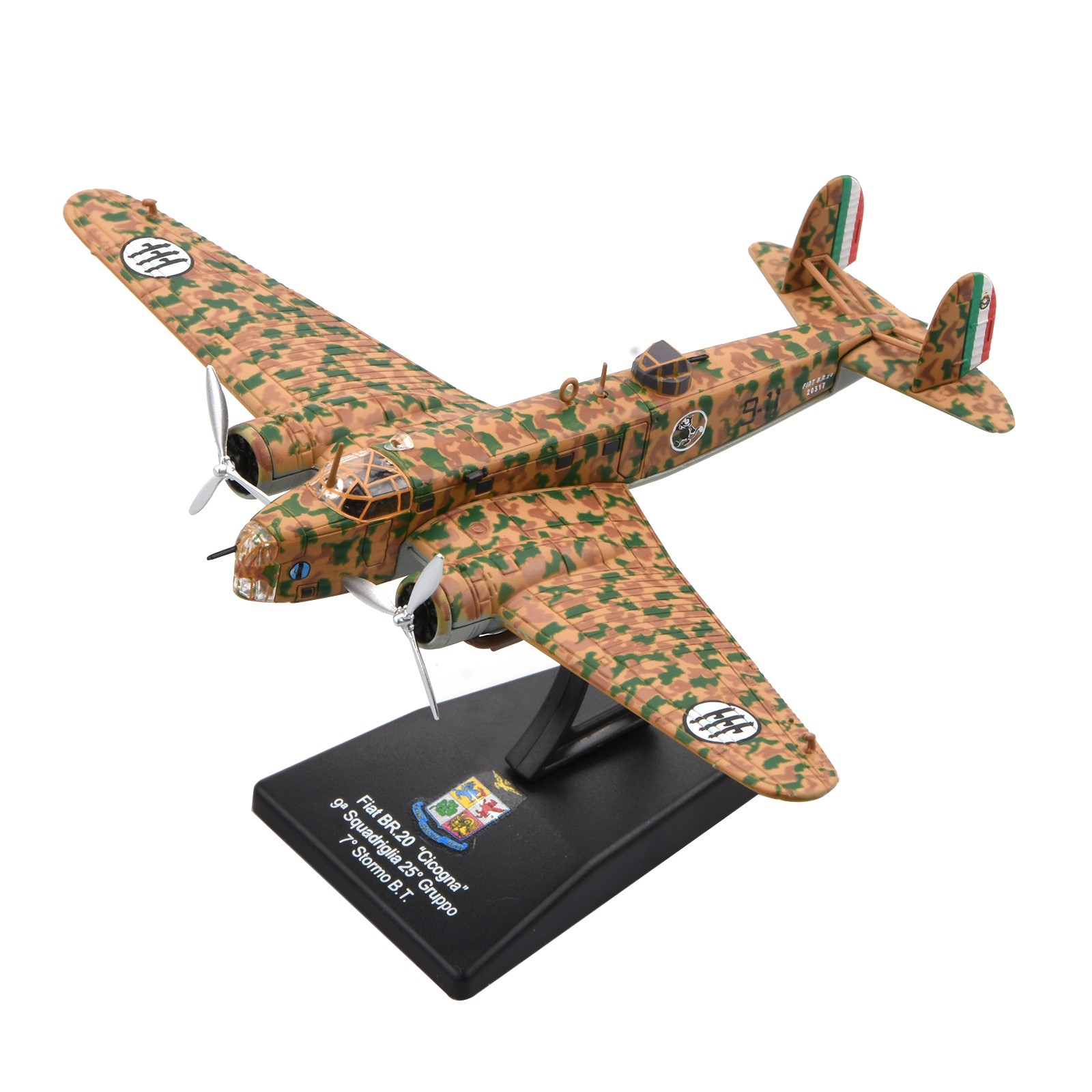 WWII Italian Air Force For Fiat BR.20 Cicogna Stork Bomber 1:144 Alloy Model