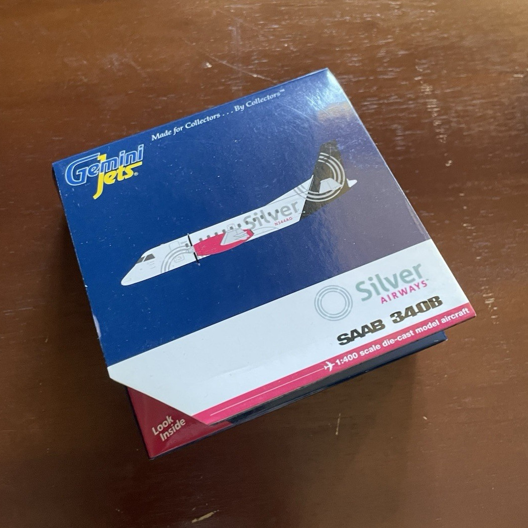 GeminiJets Silver Airways Saab 340B 1:400 Diecast Model Plane GJSIL028