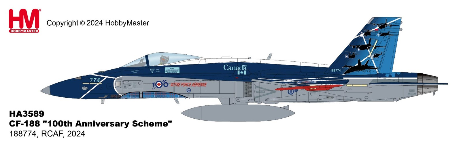 Hobby Master HA3589 RCAF CF-188 ‘100th Anniversary Scheme’ 2024 1/72 Scale Model