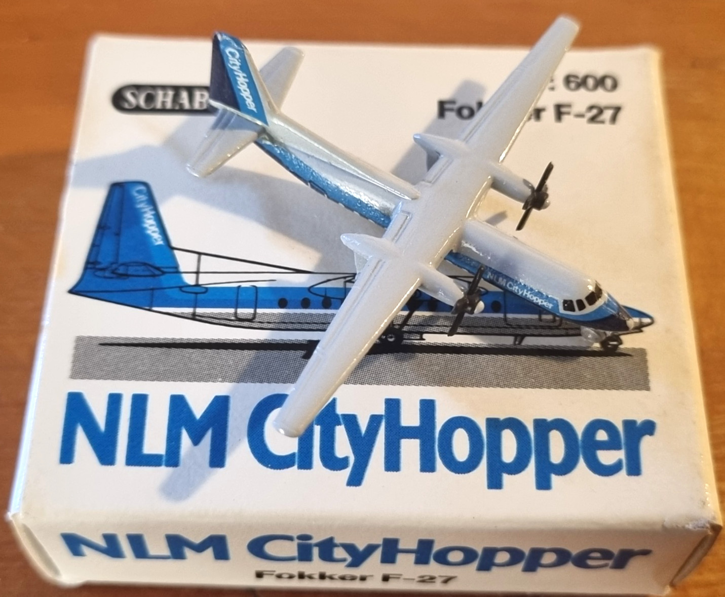 NLM (City Hopper). Fokker 27. Schabak # 930/68 Scale 1:600. Diecast Model .