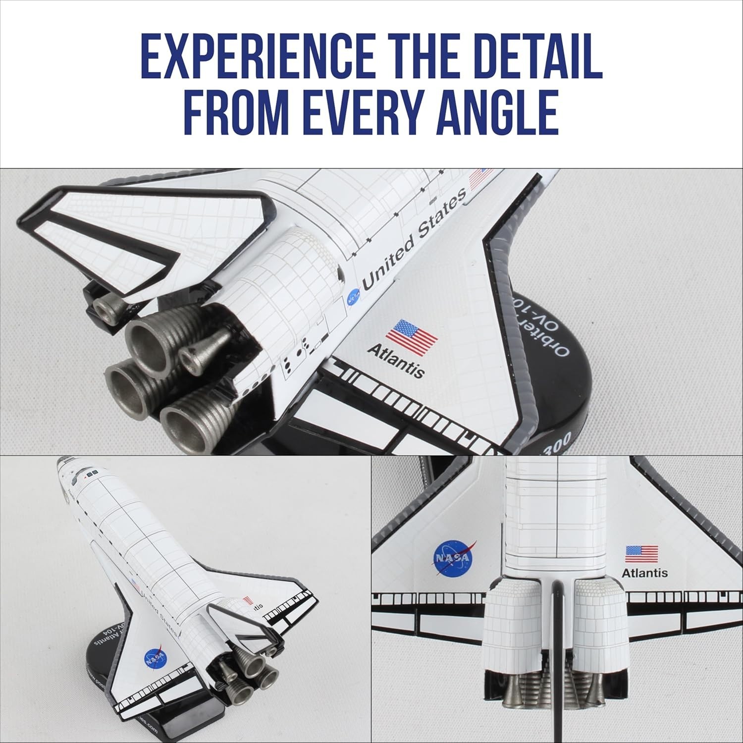 Space Shuttle Atlantis Die-Cast Spacecraft Model – 1/300 Scale NASA Orbiter Disp